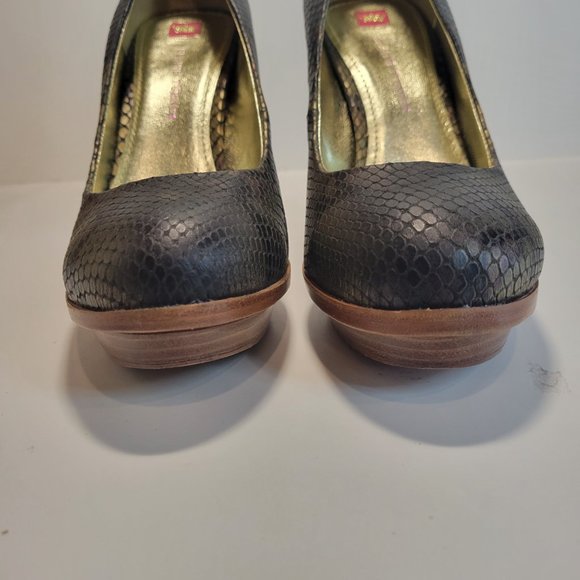 ELAINE TURNER  Size 9 Snakeskin Platform Stiletto 5" Heel Round Closed Toe - Picture 5 of 10